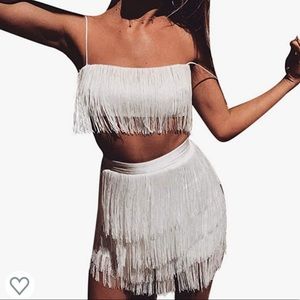 White Fringe Set